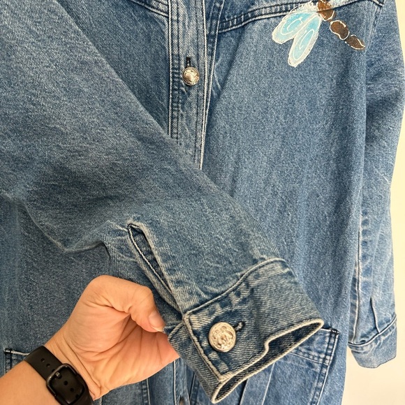 SUNDANCE Vintage Painted Longline Denim Jacket - Picture 7 of 9